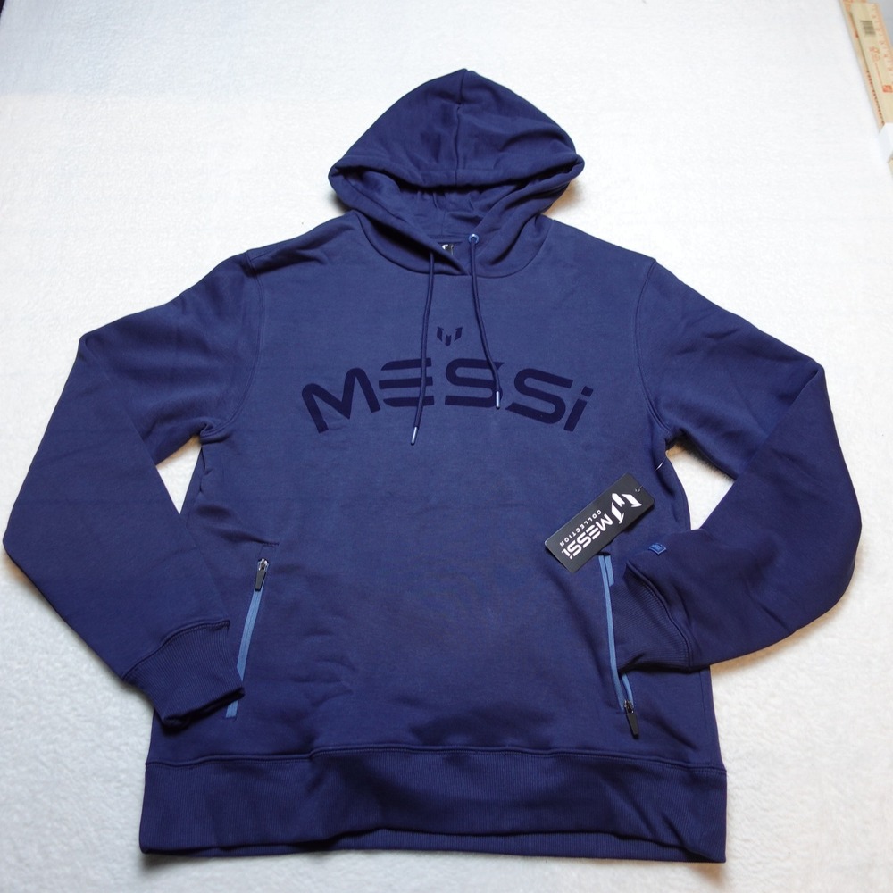 Messi Hoodie Mens Medium Blue Messi Collection Logo Zip Pockets MMF0426USJ NWT